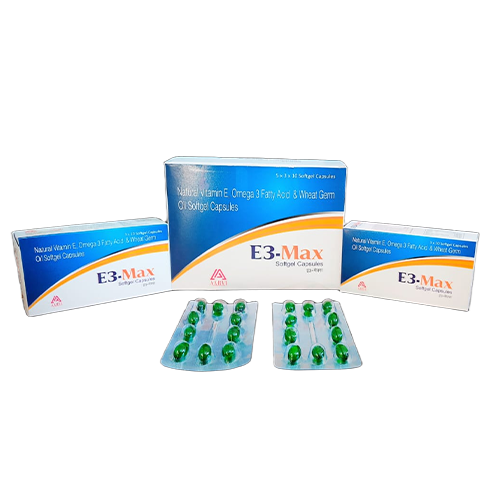 Each Softgel Capsule Contains (Approx): E3-MAX (Omega 3 Fatty Acid 30 Mg, Wheat Germ Oil 100 Mg, Vitamin E (Natural) 400 Mg, Excipients Qs) | Main | Aarvi  Pharmaceutical